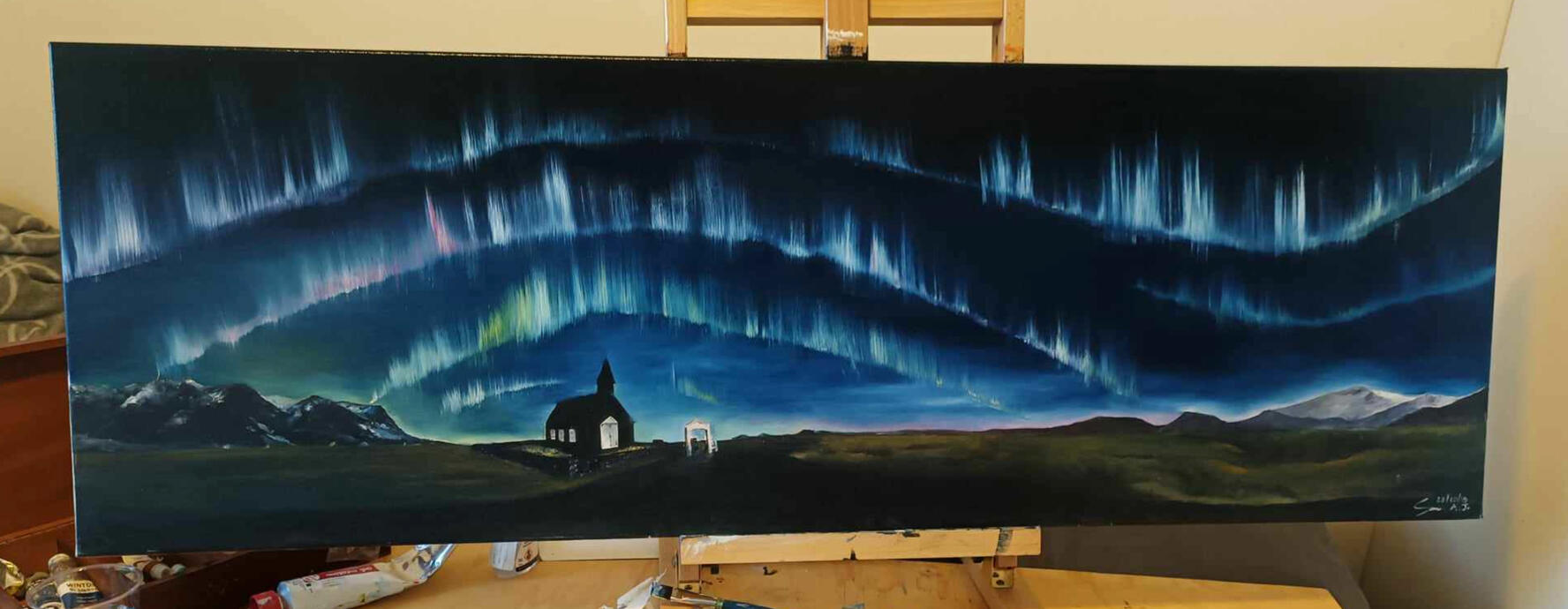Búðakirkja oil paint 40x130