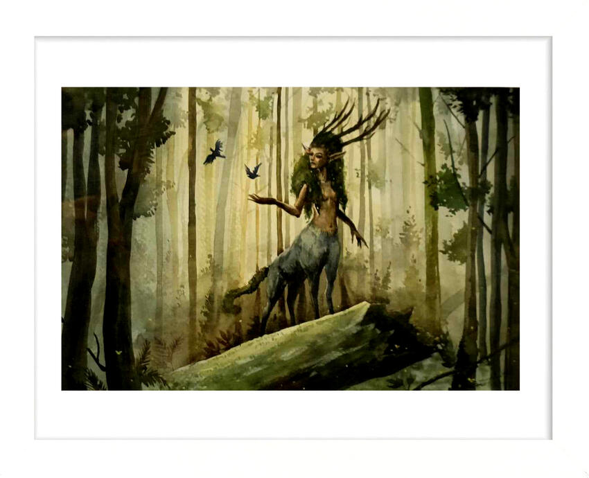 Forest guardian watercolor 20x30